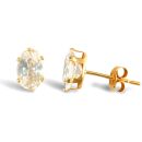 9ct Yellow Gold Oval Cubic Zirconia Stud Earrings