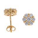 Gold Plated Silver Cubic Zirconia Cluster Stud Earrings