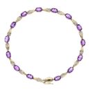 9ct Yellow Gold 0.10ct Diamond and Amethyst Bracelet 7.5"