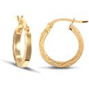 9ct Yellow Gold Square Engraved Earrings