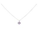 18ct White Gold 0.05ct Diamond Amethyst Pendant And Chain 18"