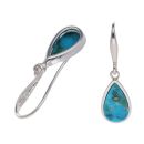 925 Sterling Silver Turquoise Teardrop Drop Earrings