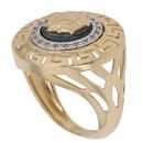 18ct Yellow Gold Cubic Zirconia Medusa Greek Key Ring