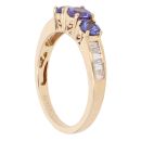 18ct Yellow Gold 0.30ct Diamond And Tanzanite Three Stone Ring