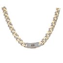 14ct Yellow Gold Monaco Classic Alternate Pave Lock Curb Chain 22"