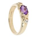 9ct Yellow Gold Created Amethyst and Diamond Dress Ring