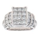 18ct White Gold 3.00cts Diamond Cluster Ring