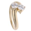 14ct Yellow Gold Cubic Zirconia Two Stone Twist Ring