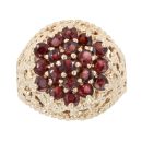 9ct Yellow Gold Patterned Garnet Cluster Ring