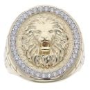 14ct Yellow Gold Cubic Zirconia Lion Signet Ring