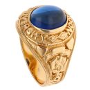 Silver Gold Plated Blue Gemstone College Ring