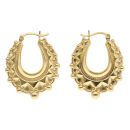 Silver Gold Plated Oval Gypsy Creole Earrings