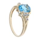 9ct Yellow Gold Blue Topaz and 0.10ct Diamond Stone Set Ring