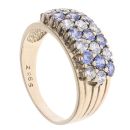 9ct Yellow Gold Amethyst And Cubic Zirconia Three Row Ring