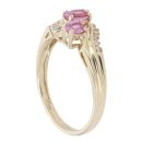 9ct Yellow Gold 0.10ct Diamond and Pink Sapphire Three Stone Twist Ring