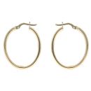 14ct Yellow Gold Patterned Oval Hoop Earrings