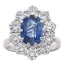 18ct White Gold 2.50ct Diamond and Sapphire Cluster Ring