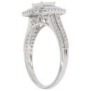 18ct White Gold 1.00ct Princess And Brilliant Cut Diamond Cluster Ring