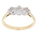 18ct Yellow Gold 0.74ct Old Cut Diamond Trilogy Ring