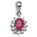 18ct White Gold Ruby and Diamond Pendant