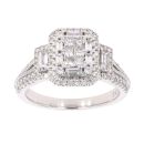 Vera Wang 18ct White Gold 0.95ct Princess Baguette and Brilliant Cut Diamond Cluster Ring