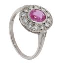 Platinum 1.00ct Pink Sapphire and 0.35ct Diamond Cluster Ring