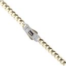 14ct Yellow Gold Monaco Curb Classic Cubic Zirconia Pave Lock Chain 16"