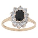 9ct Yellow Gold Cubic Zirconia And Sapphire Cluster Ring