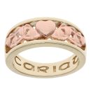 9ct Yellow And Rose Gold Cariad Heart Clogau Leaves Ring