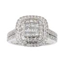 18ct White Gold 1.00ct Diamond Cluster Ring