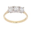 18ct Yellow Gold 1.00ct Diamond Trilogy Ring