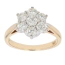 18ct Yellow Gold 1.00ct Brilliant Cut Diamond Cluster Ring