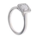 Platinum 0.50ct Square Emerald And Brilliant Cut Diamond Cluster Ring