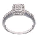 9ct White Gold 0.38ct Princess and Brilliant Cut Diamond Cluster Ring