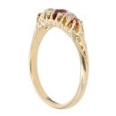 18ct Yellow Gold 0.10ct Diamond and Red Gemstone Five Stone Ring