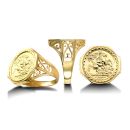 9ct Yellow Gold Half St George Insert Hexagonal Ring