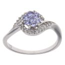 9ct White Gold 0.10ct Diamond and Tanzanite Cluster Ring