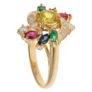 18ct Yellow Gold Multi-Gemstone Cluster Ring
