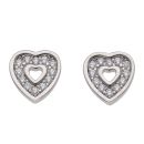 Silver Cubic Zirconia Heart Stud Earrings by Icesia