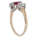 14ct Yellow Gold Created Ruby And Cubic Zirconia Ring