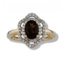 9ct Yellow Gold Smokey Quartz And Cubic Zirconia Ring