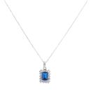 18ct White Gold Cubic Zirconia Created Sapphire Cluster Pendant And Chain 18"
