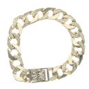 9ct Yellow Gold Patterned and Plain Curb Bracelet 8"