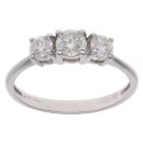 9ct White Gold 0.60ct Brilliant Cut Diamond Trilogy Ring
