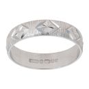 9ct White Gold Patterned Wedding Ring 4.8mm