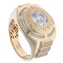 14ct Yellow and White Gold Cubic Zirconia Greek Key Ring