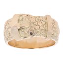 9ct Yellow Gold Patterned Buckle Ring