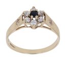 9ct Yellow Gold Sapphire And Cubic Zirconia Cluster Ring