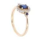 9ct Yellow Gold Sapphire And 0.05ct Diamond Cluster Ring