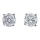 18ct White Gold 3.17ct Diamond Solitaire Stud Earrings